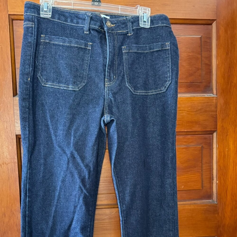 Forever 21 wide-leg mid-rise jeans w/ patch front pockets, women's size 31